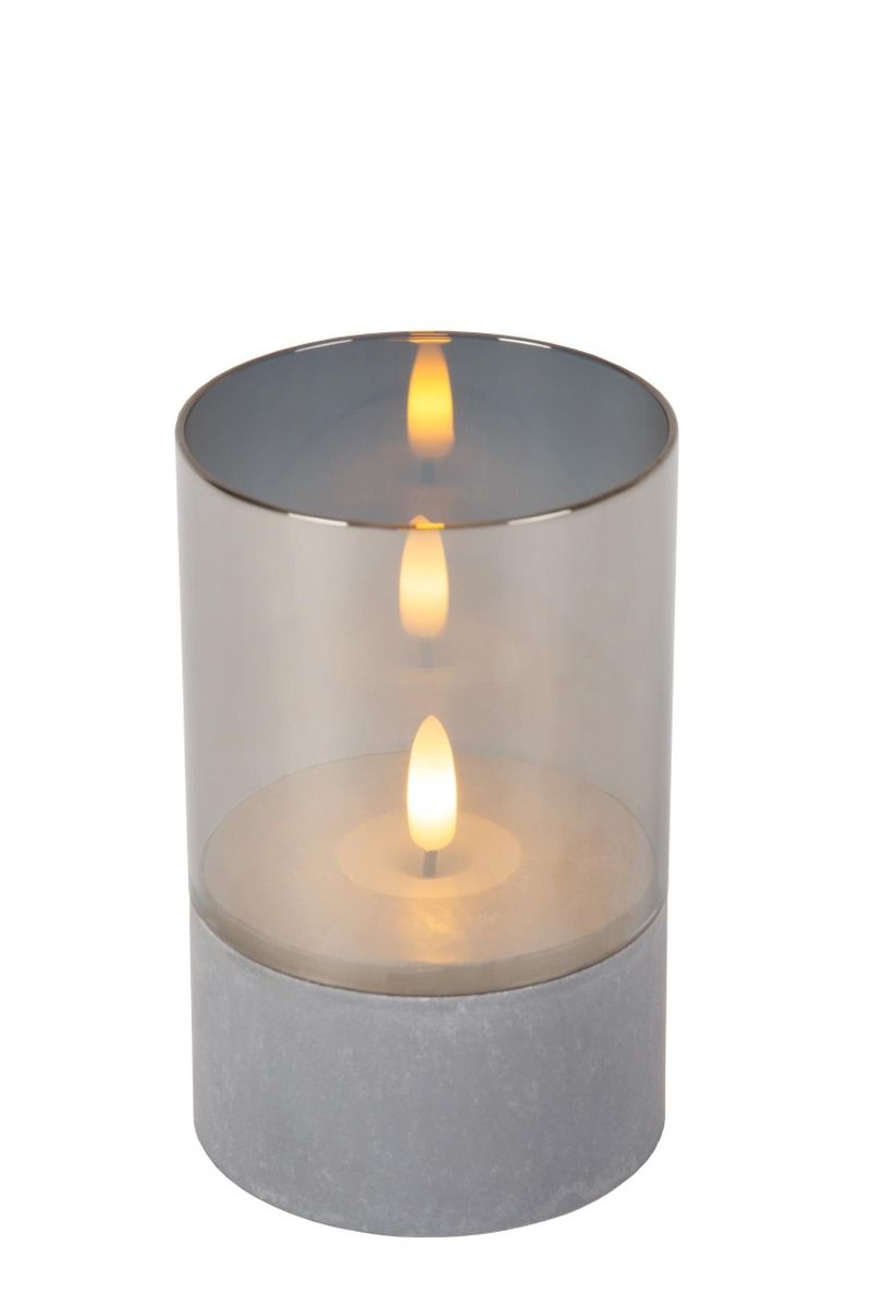 Lucide VELAS - Stolná lampa - Batérie - Ø 8 cm - LED - Smoke Grey - Sada 3 ks